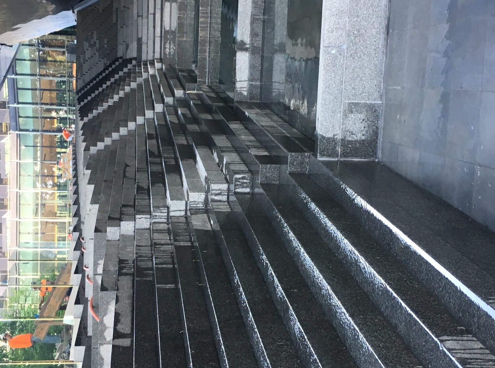 Black granite exterior stair and cladding application